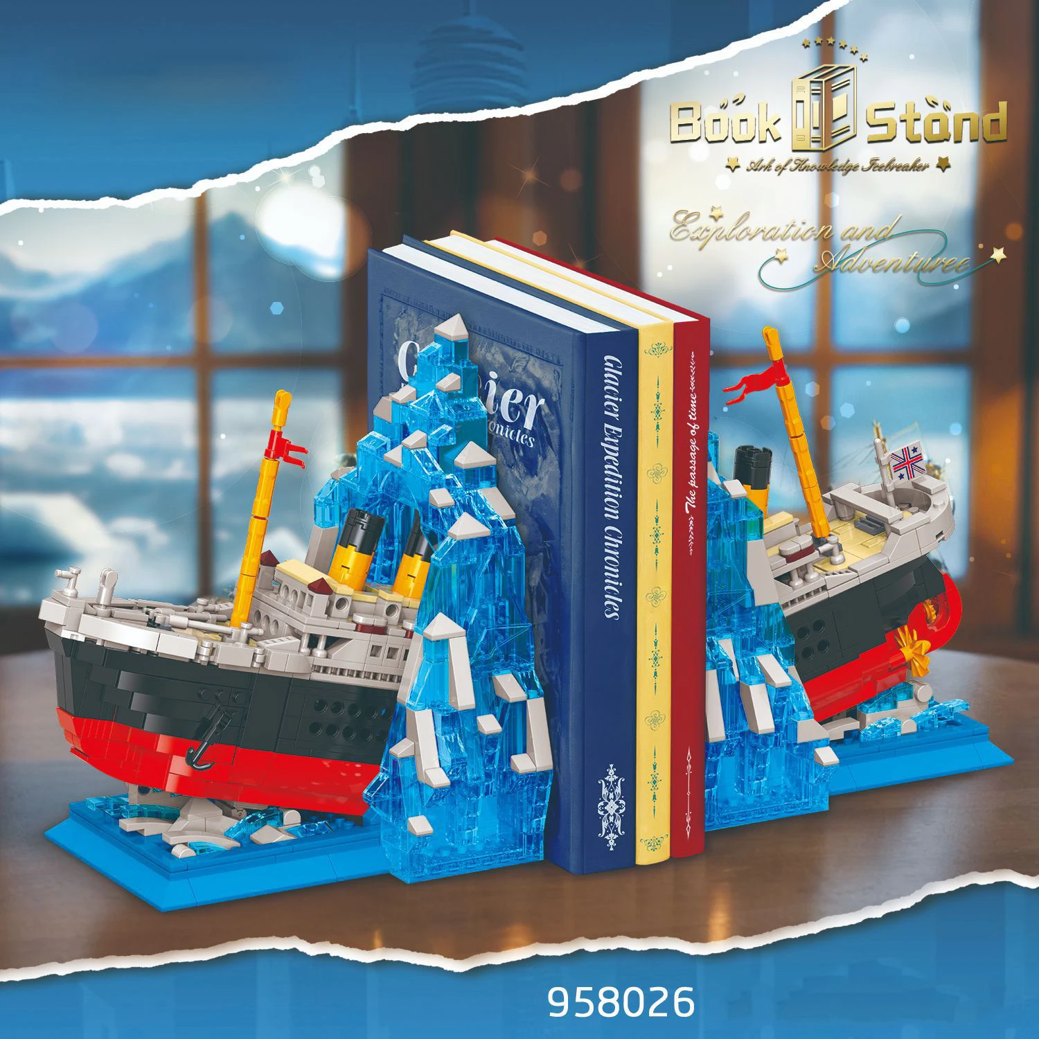 Idea Book Stand Stationery Building Brick Titanic Ship Iceberg Bookends Mini Block Educational Toys Construction Brick For Gift