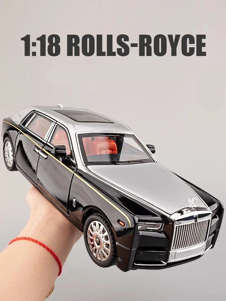 1:18 Rolls Royce Phantom Alloy Luxy Car Model Diecasts Metal Vehicles Collect Simulated Decorations Sound & Light Gifts For Kids