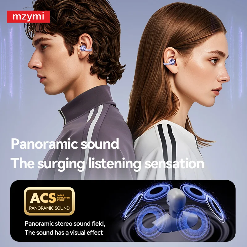 mzymi NEW Wireless Earphone Open Ear M91 Ear Clip ENC Headset Bluetooth5.4 HD Call Touch Control Headphone For XIAOMI