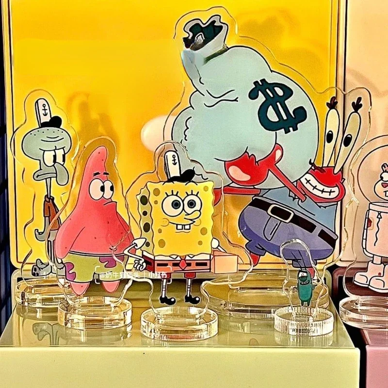 6/22Pcs SpongeBob Cartoon Acrylic Stand Anime Patrick Star Figure Standing Card Ornaments Character Model Squidward Figures Toys