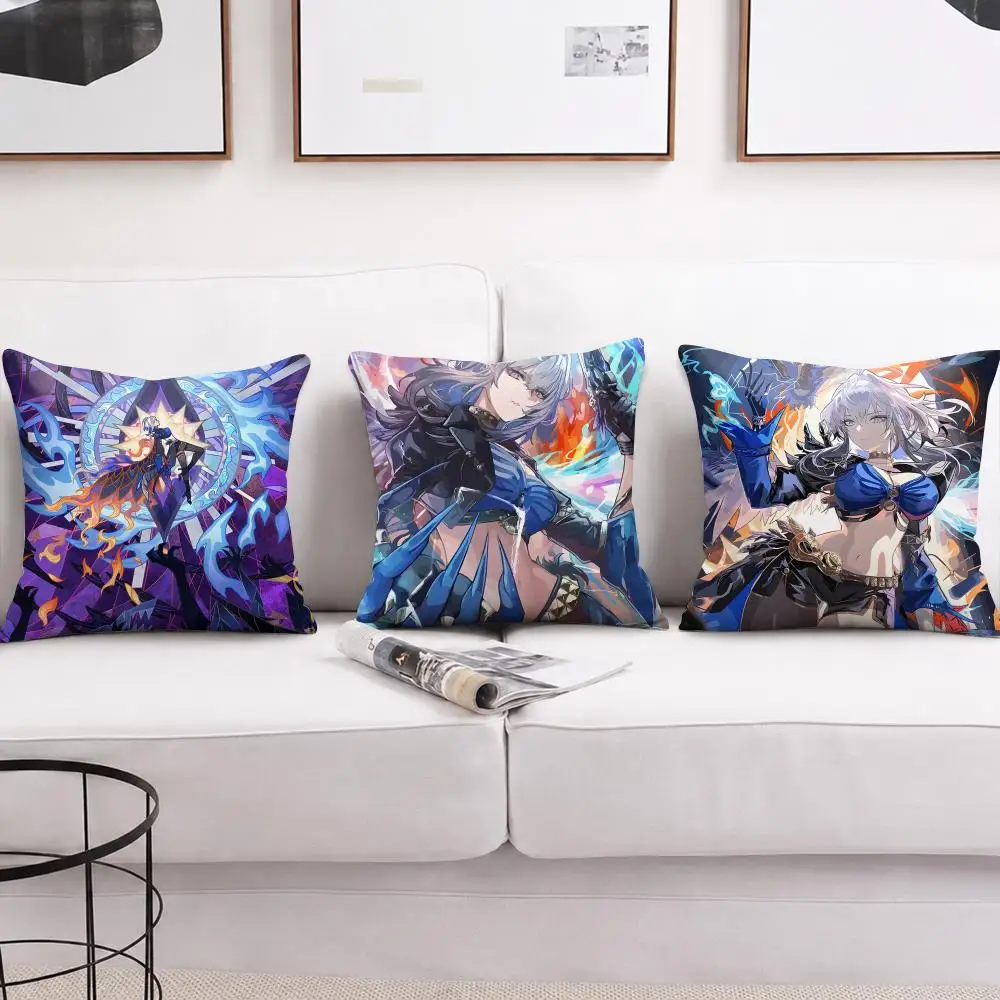 Galbrena Wuthering Waves Cushion Cover Short Plush Soft Double-Sided Printing Pillow Case Cozy Sofa Bedroom Home Decor Gift