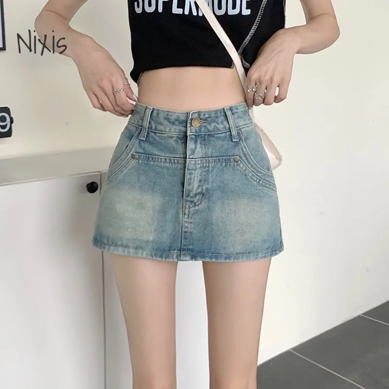 

Retro Denim Mini Skirts Women's Summer Slim Sexy High Waist Jeans Skirts Spice Girl Streetwear Y2k Female Korean Style Clothing