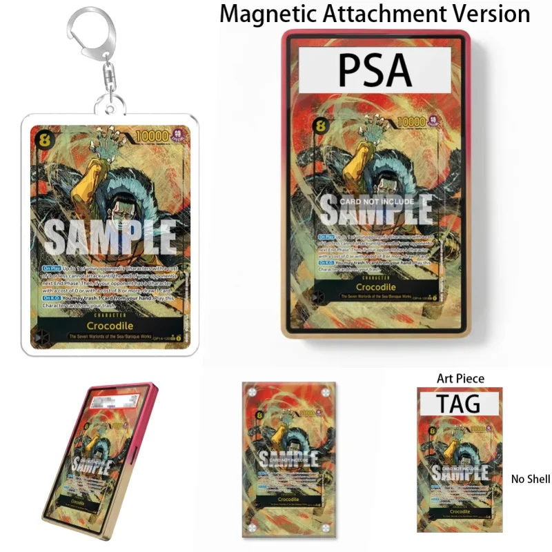 Estuche Protector de Acrílico Reciclable para Tarjetas de ONE PIECE CARD GAME, Diseño de Crocodile, Regalo para Fans del Anime, con Llavero