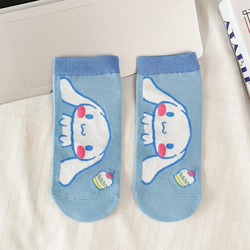 Sanrio Hello Kitty Kuromi носки в стиле аниме, женские носки из чесаного хлопка с низким вырезом, милые носки до щиколотки с героями мультфильмов, японский стиль