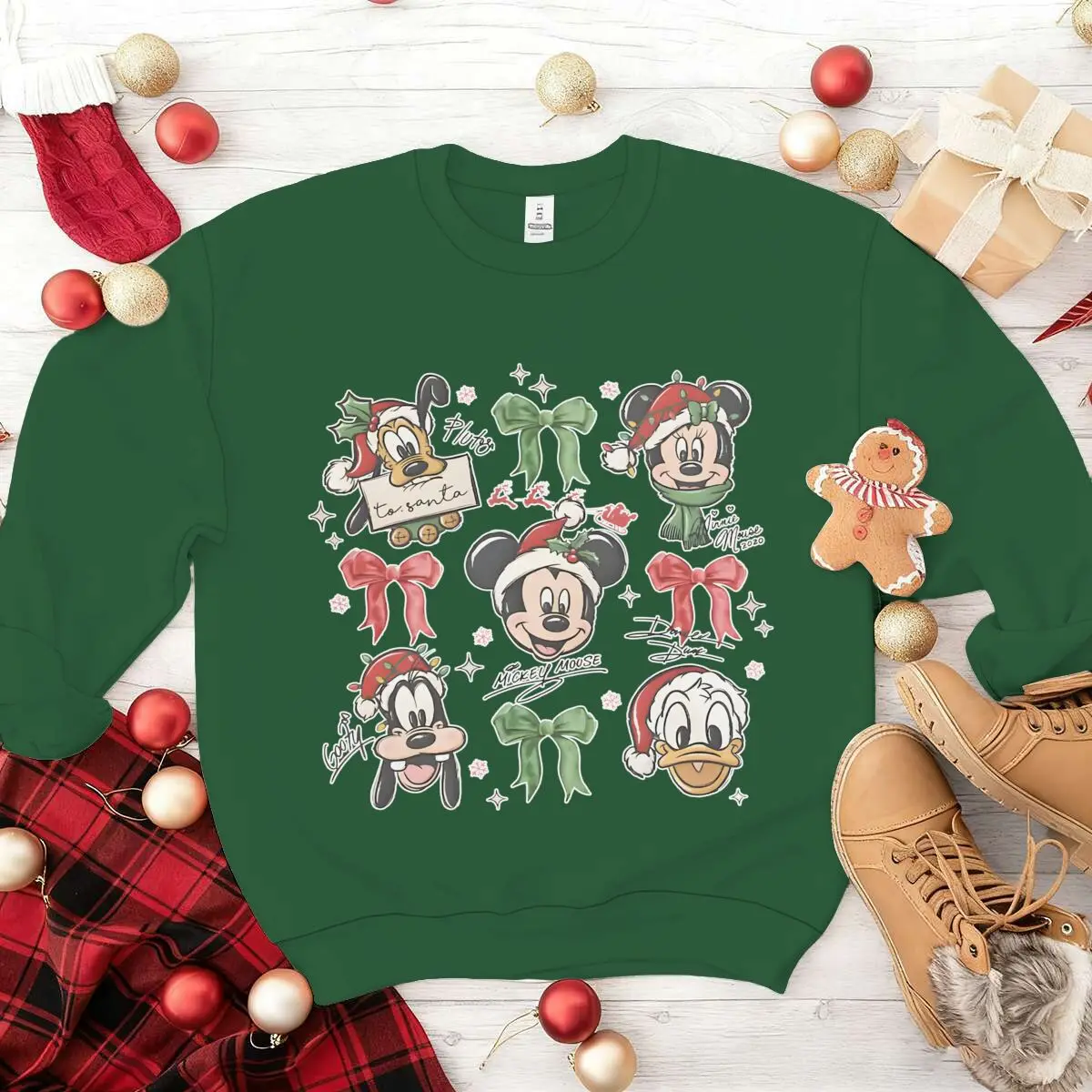 Felpe da donna di buon Natale Topolino Paperino Personaggio classico Top a maniche lunghe Design dei cartoni animati Pullover per ragazze di Natale