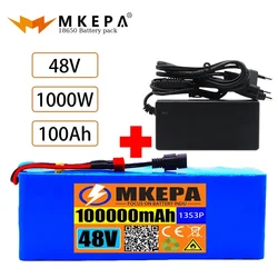 13S3P 48V 100000mAh 100Ah Lithium-ion Battery Pack with 1000W BMS for 54.6V E-bike Electric Bicycle Scooter