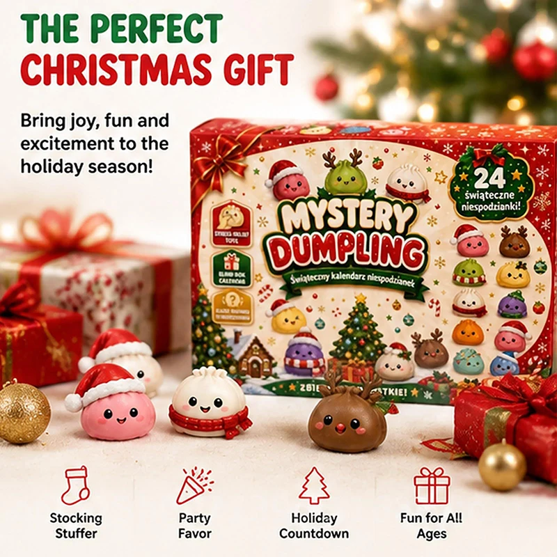 Christmas Advent Calendar Countdown Blind Box With 24 Random Surprises Including Steamed Bun Soft Mud Stress-relieving Toys As C