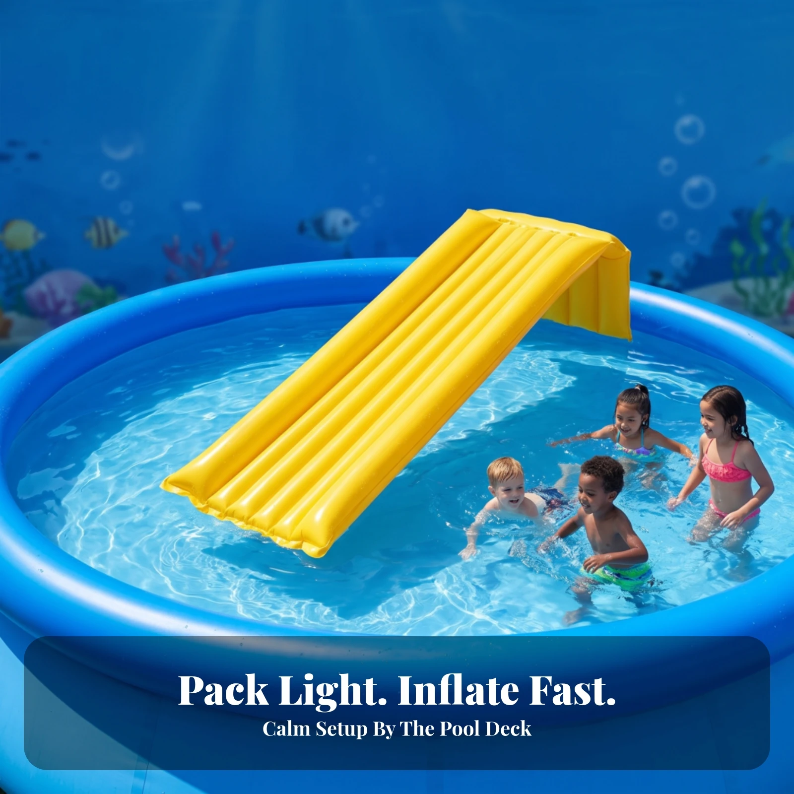 Inflatable Pool Slide Portable Floating Water Slide Toy Lightweight Reinforced for Children, Backyard