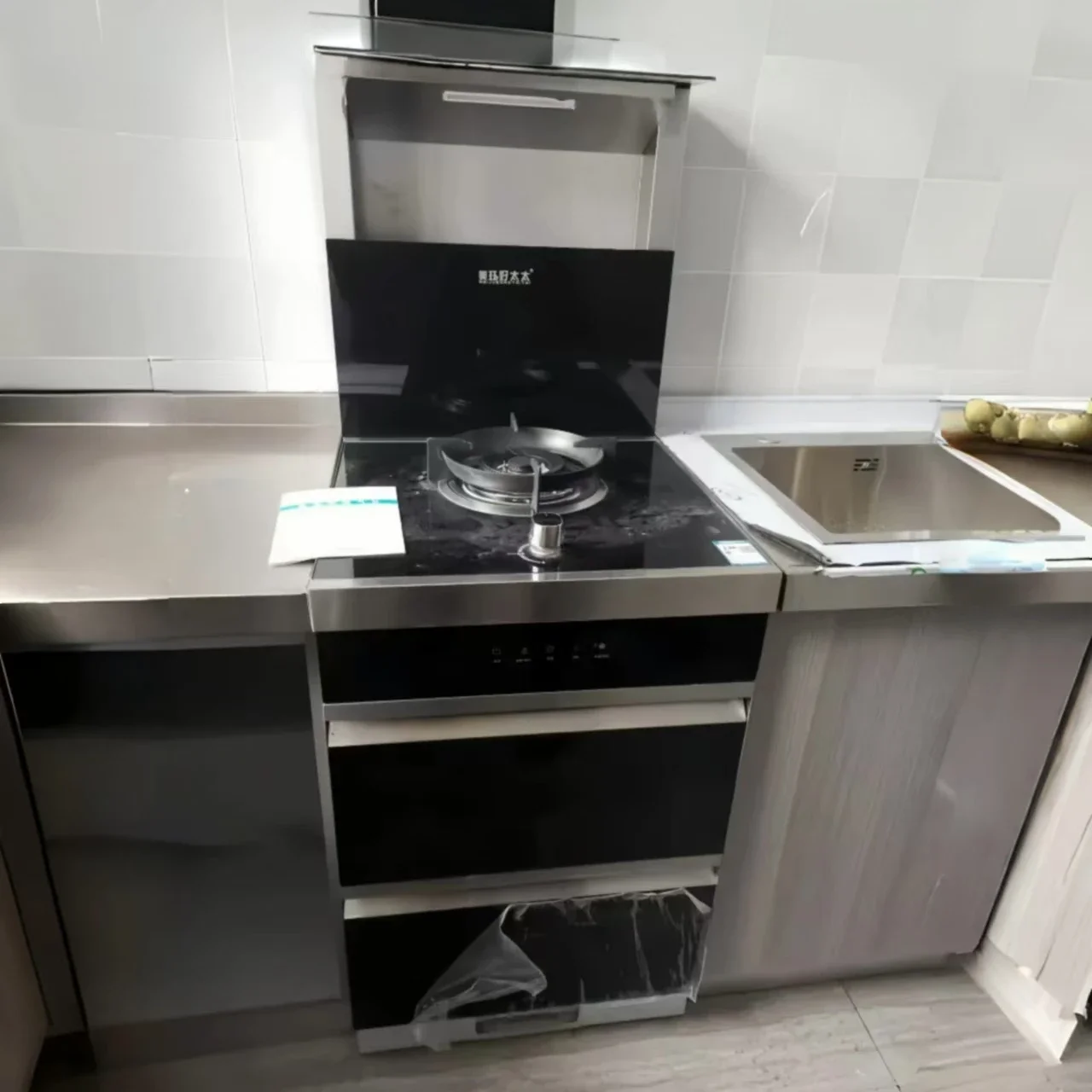 

ABC for Hot Selling Customized 60cm Wide Single Gas Stove Head Household Integrated Stove with Range Hood + Disinfection Cabinet