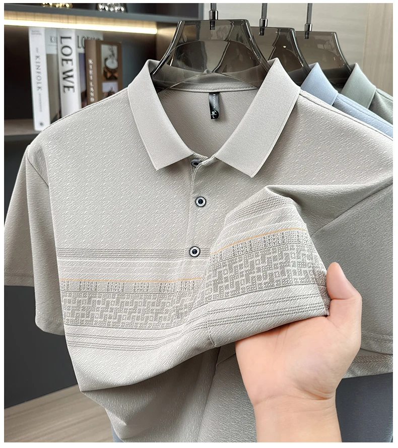 Einzigartiges bedrucktes Kurzarm-Poloshirt für Herren, modische Tasche, hochwertiger Komfort, atmungsaktiv, Sommer, neues Business-Casual-T-Shirt – Detail 12