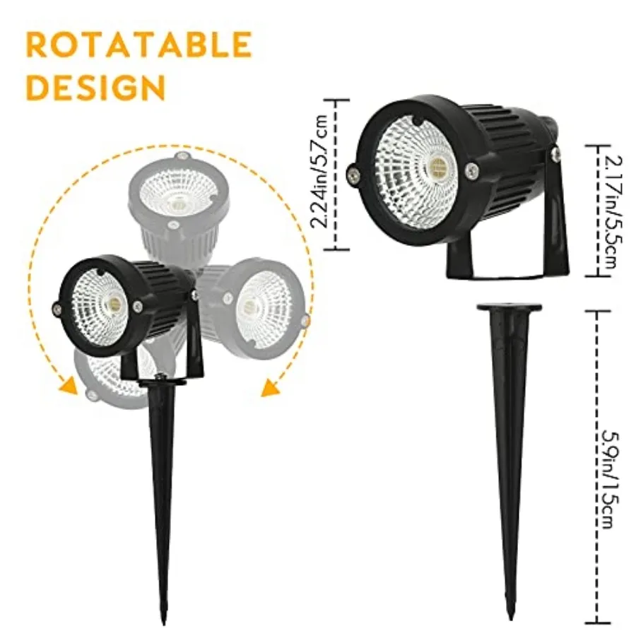 Color Change Landscape Lighting Low Voltage LED Outdoor Spotlights 6W 12V IP66 Waterproof Landscaping Lights Remote Control Gar