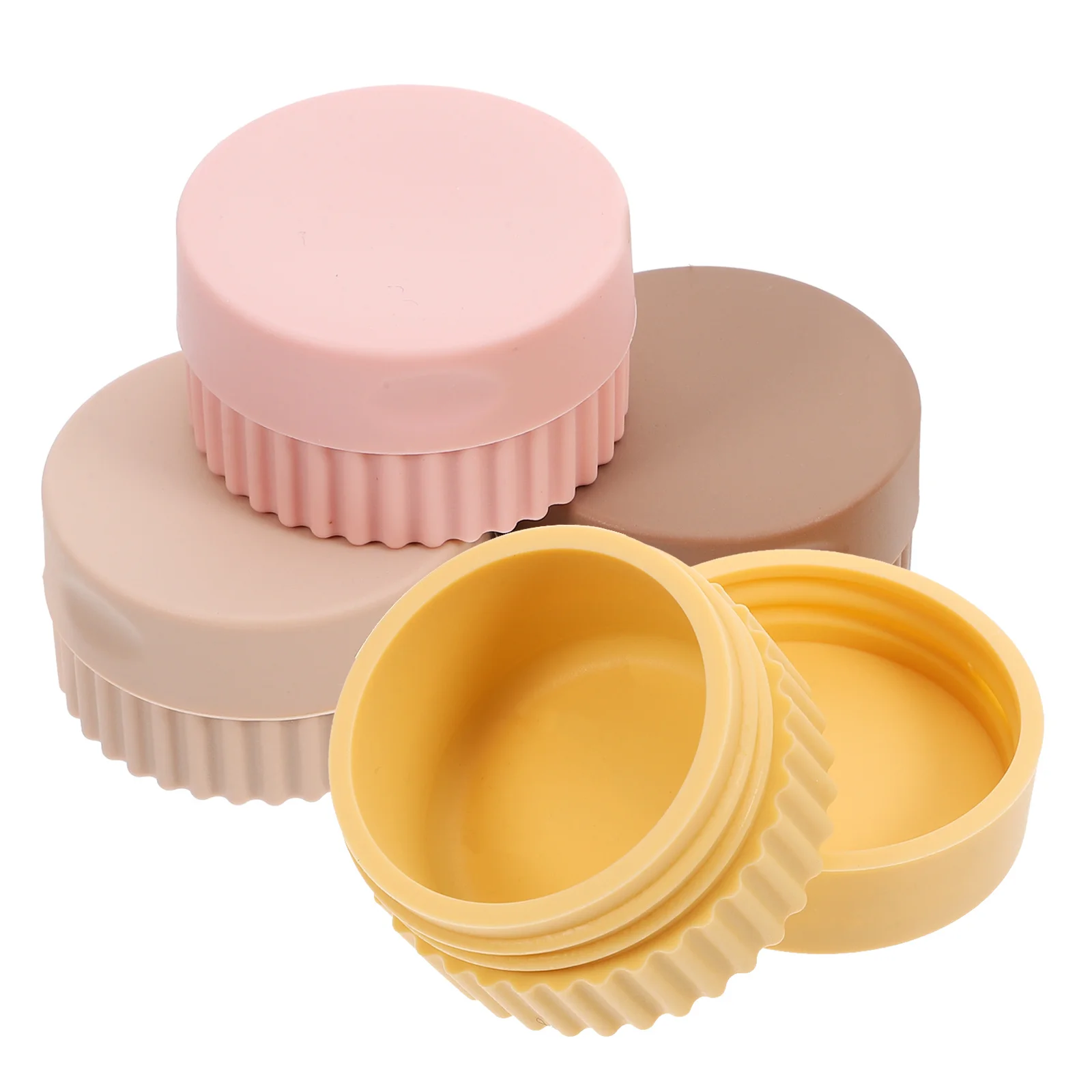 Contenedores pequeños de viaje, tarros de almacenamiento de silicona, organizador de loción a prueba de fugas, botellas de viaje para joyería, artículos de tocador, 4 Uds.