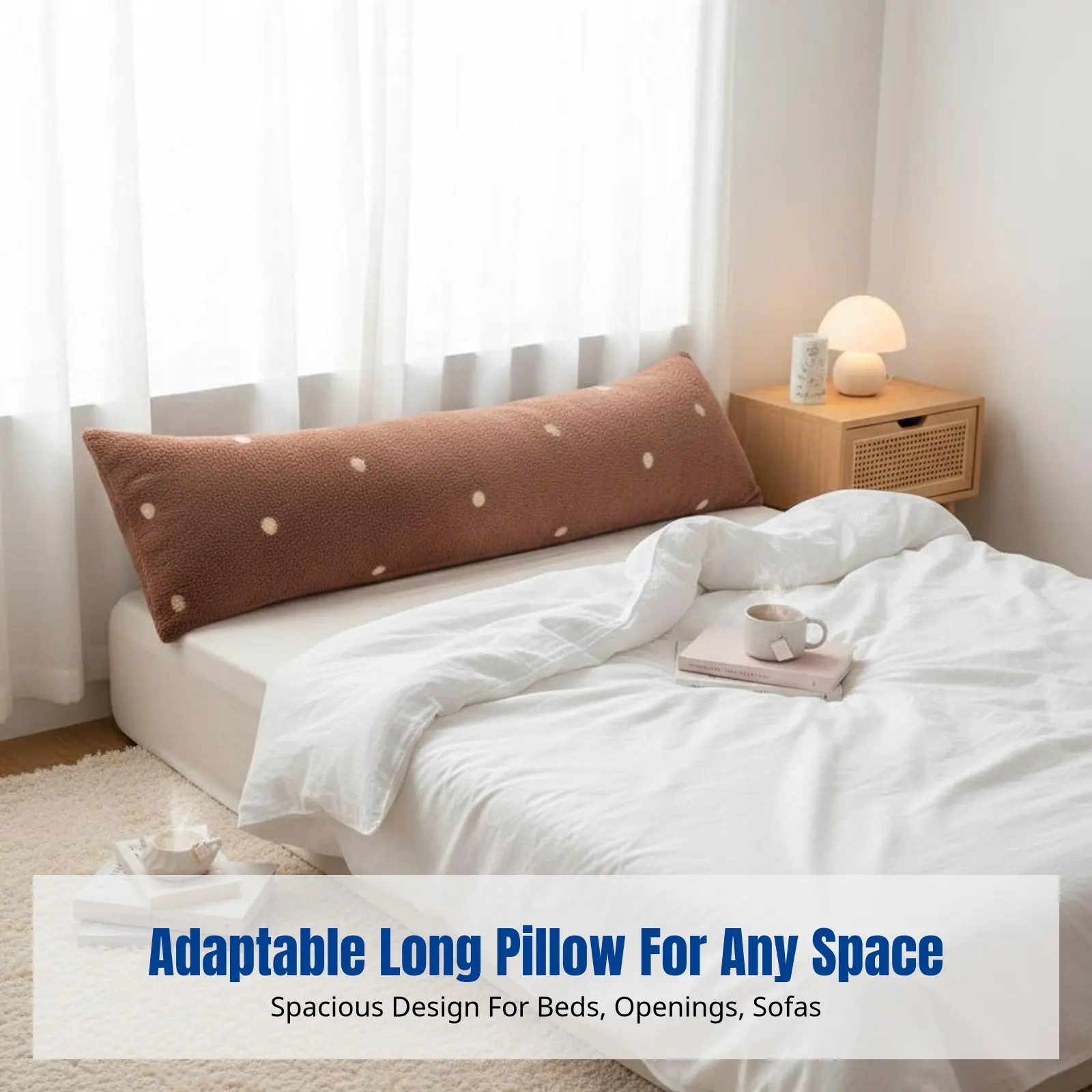 

Long Plush Pillow, Milk Plush, Cute Girls' Decor, Bedside, Sofa, Waist Support, Removable and Washable