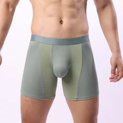 Mens Ice Silk Underwear Long Leg Boxer Shorts Trunk Sport Breathable Elastic Panties U Bulge Pouch Sexy Male Underpants Hombre