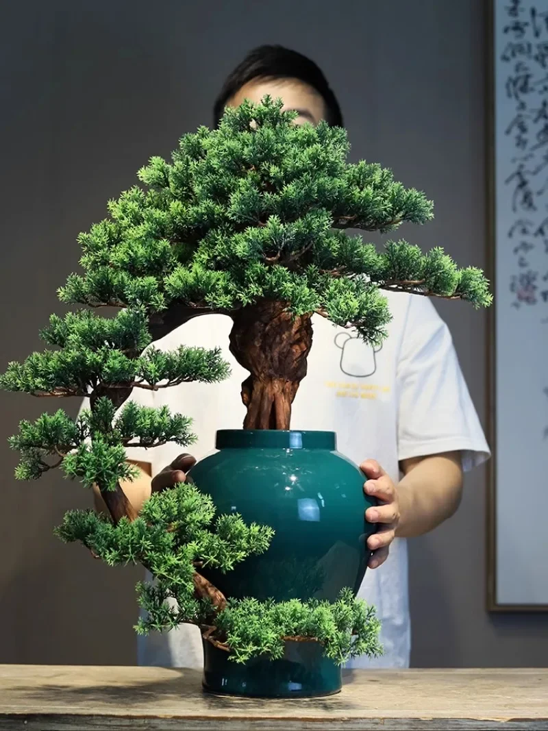 Imagem -06 - Simulação Bem-vindo Pine Bonsai Planta Verde Zen Decoração tipo Vaso Vaso de Cerâmica Mesa Alpendre Sala de Chá Alpendre