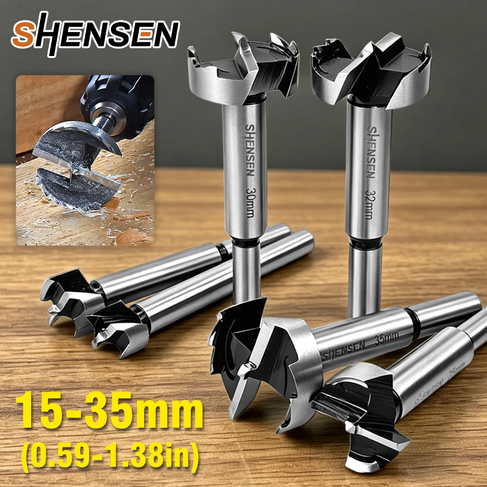 Multi-Tooth Forstner Wood Drill Bit Round Shank Self-Centering Hole Cutter Special for Cabinet Door Window Hinge 15-35mm