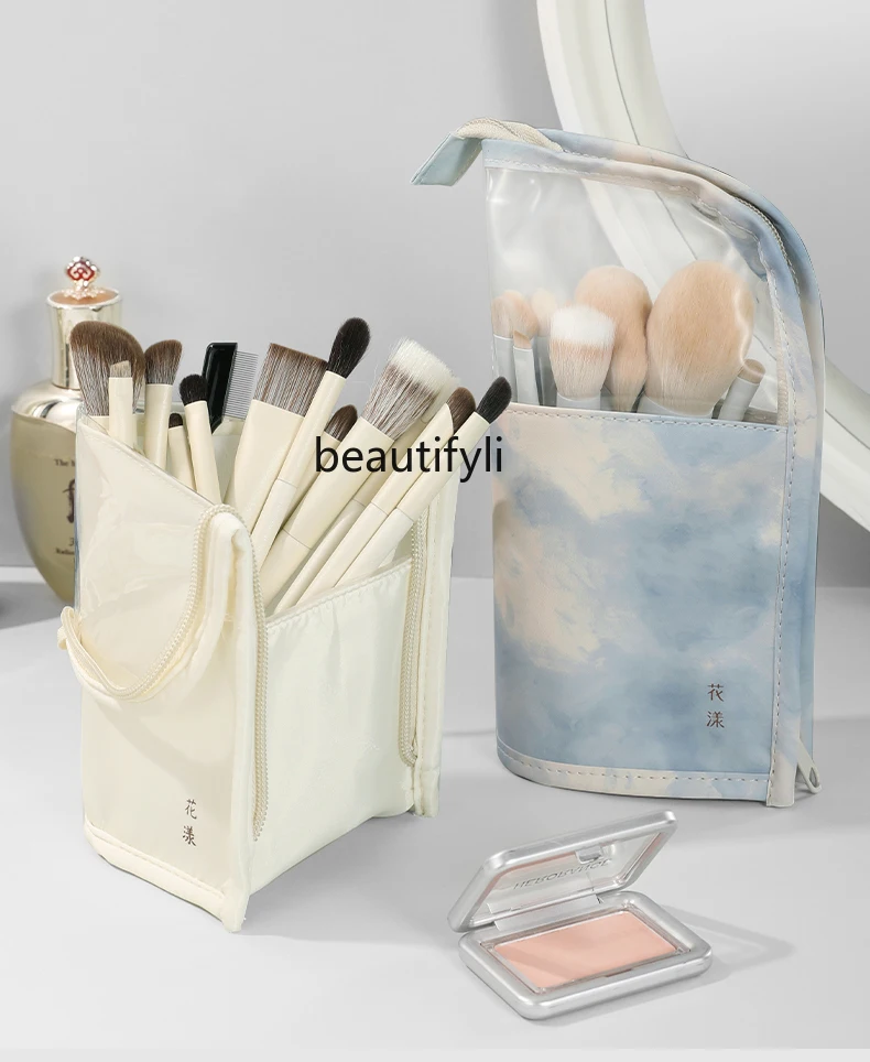 Sailing makeup brush storage bag brush bag can stand large capacity high value ink Aoyama cosmetic bag