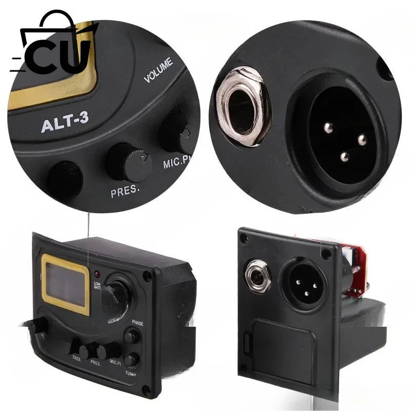 Acoustic Guitar Pickup Tuner 5-Band Eq Equalizer Acoustic Guitar Preamp Piezo Pre-Amp Amplifier System With Volume Knob Lcd Disp