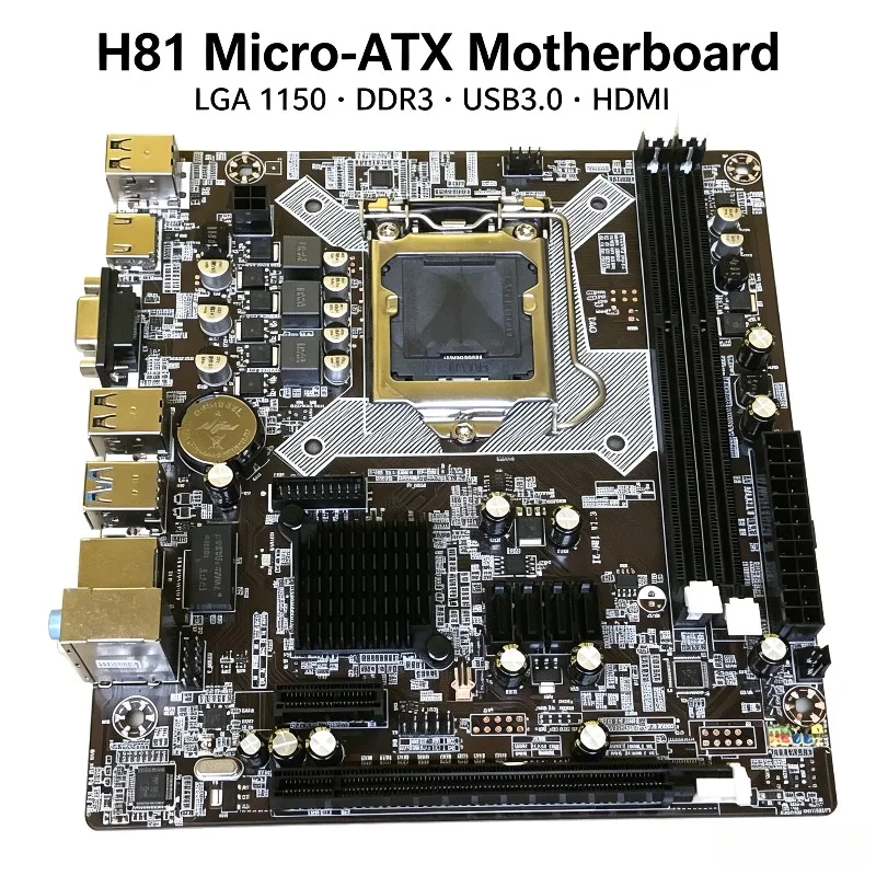 New H81 Desktop Motherboard CPU Combo LGA1150 Socket I5 4460 4590 DDR3 Mainboard for PC Build Office & Gaming Use