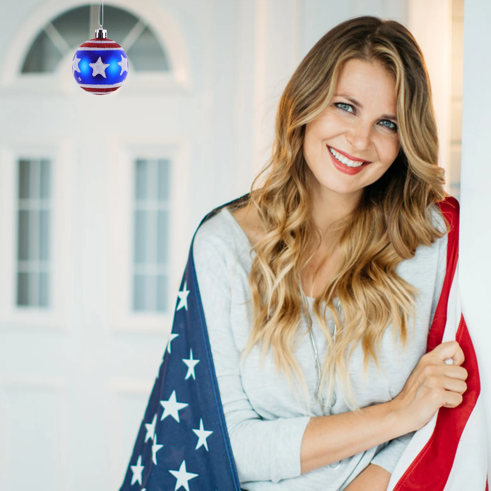 12Pcs Independence Day Hanging Balls Premium Material Red White Blue Pendant American Festival Decor Party Hanging Adornments