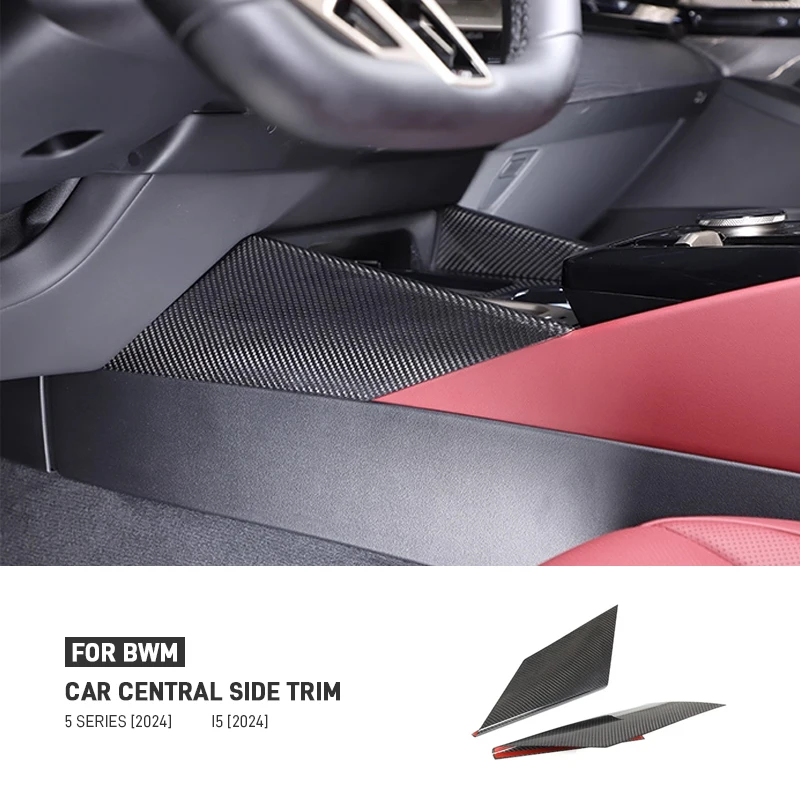 

For BMW 5 Series G60 G68 I5 M60 2024 Real Carbon Fiber Car Center Console Gear Shift Side Panel Trim Cover Sticker Accessories