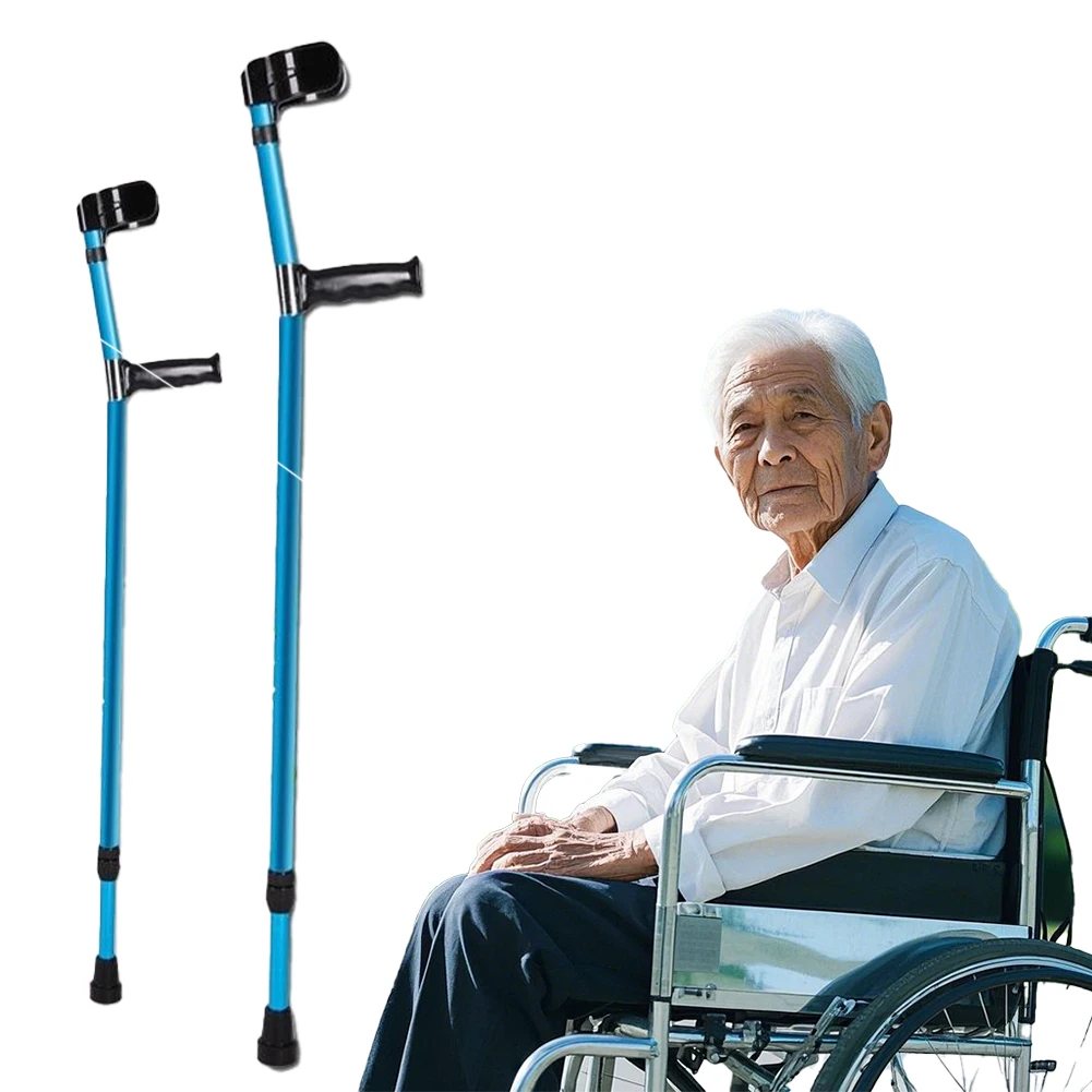 Adjustable Telescopic Underarm Cane Crutch Crutches Aluminum Alloy for Disabled Seniors Elderly Portable Folding Walking Stick