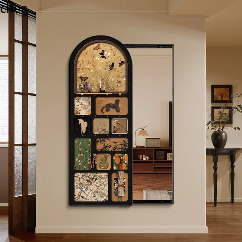 V8  hidden push-pull full-length mirror - premium concealed entryway dressing mirror with decorative wall-mounted mirror art