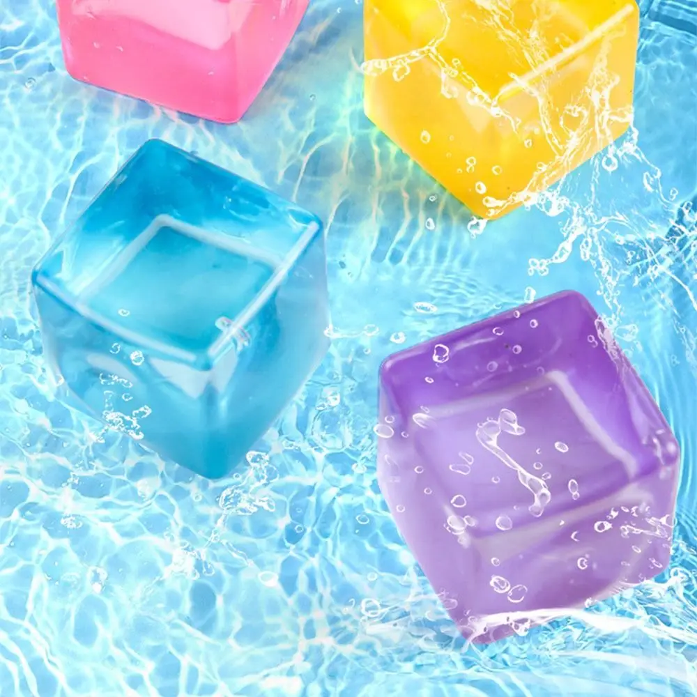 Anti-Anxiety Clear Cube Squeeze Ball Soft Gel Filled Squishy Stretchable Ball Transparent Cube Sensory Cube Daily Venting