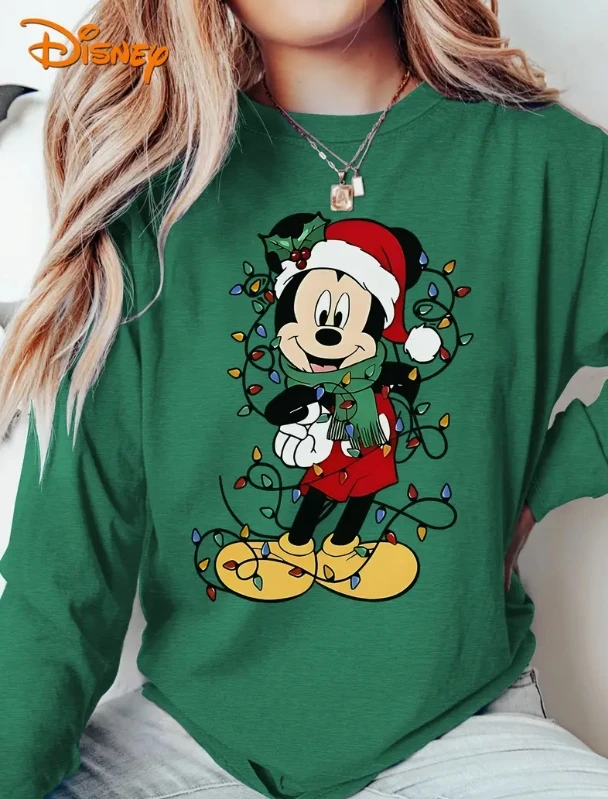 

2025 Disney long sleeved T-shirt for both men and women, stylish, versatile, affordable, and a must-have top for Christmas