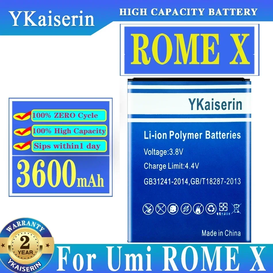 Новый аккумулятор YKaiserin для смартфона UMI Rome X, высокое качество, резервная батарея 3600 мАч + номер отслеживания