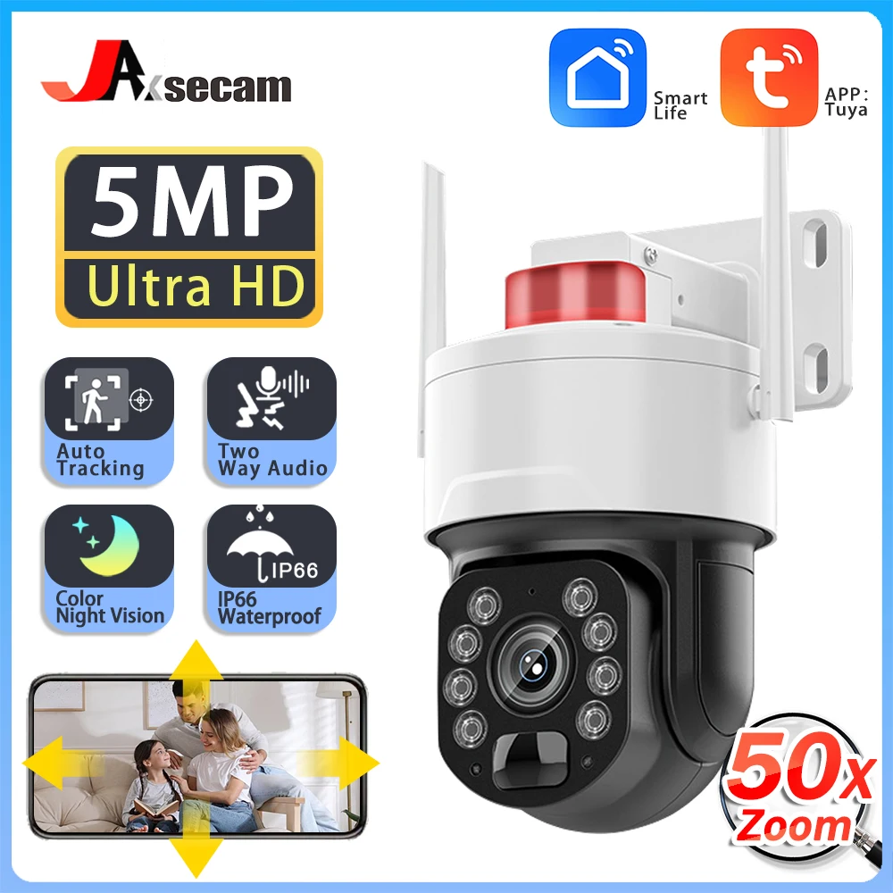 

Tuya 5MP 50X Optical Zoom Intelligent PTZ Control Wifi Camera AI Human Detection Color Night Vision Outdoor Camera