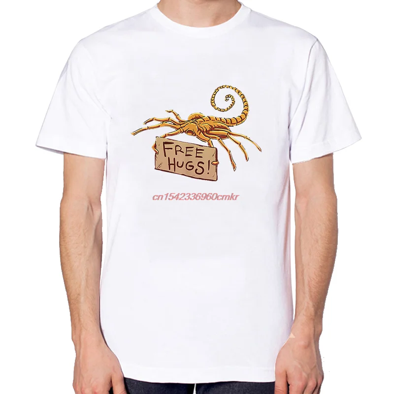 Summer New In Tops And T-Shirts Free Hugs Funny Facehugger Aliens Fashion Shirts Graphic Tee Short Sleeve Tee Cotton T-Shirt