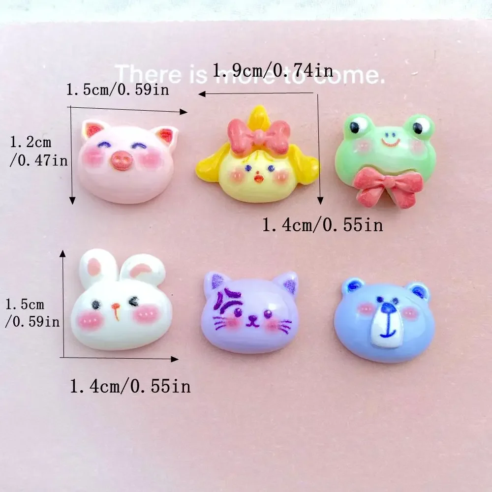 12Pcs New Cute Resin Small Frog, Rabbit, Cat, Bear, Pig Flat Back Ornament Jewelry Making Manicure Hairwear Accessories