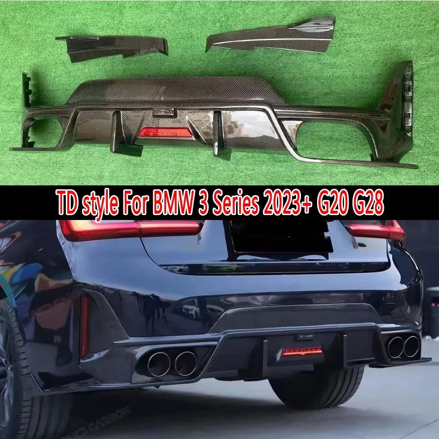 TD style For BMW 3 Series G20 G28 Carbon fiber rear bumper diffuser spoiler rear lip Shunt Car Accessories upgrade body ki