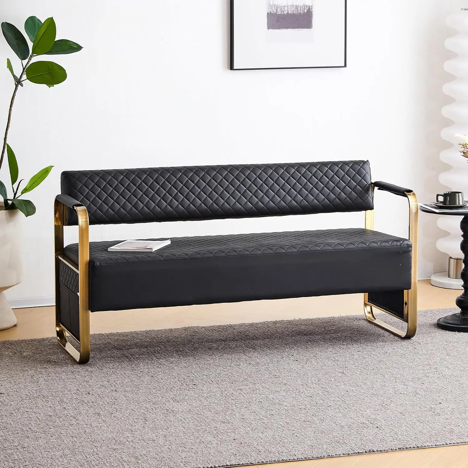 Waiting Room Chairs with Arms, 57.5’’ Office Guest Chair upholstered Bench Seating, Reception Furniture for Beauty, Customized