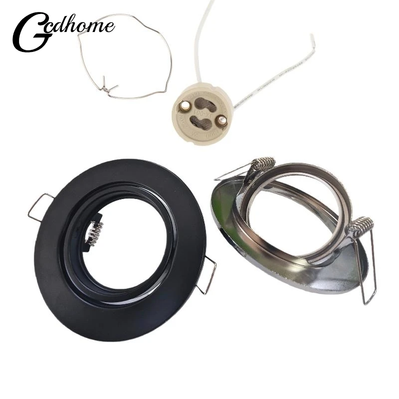 【W】1 Set Round Fixture Downlight Led Holders Cutout For Bulb Holder Recessed LED Spot Light MR16 GU10 LED Downlights Frame