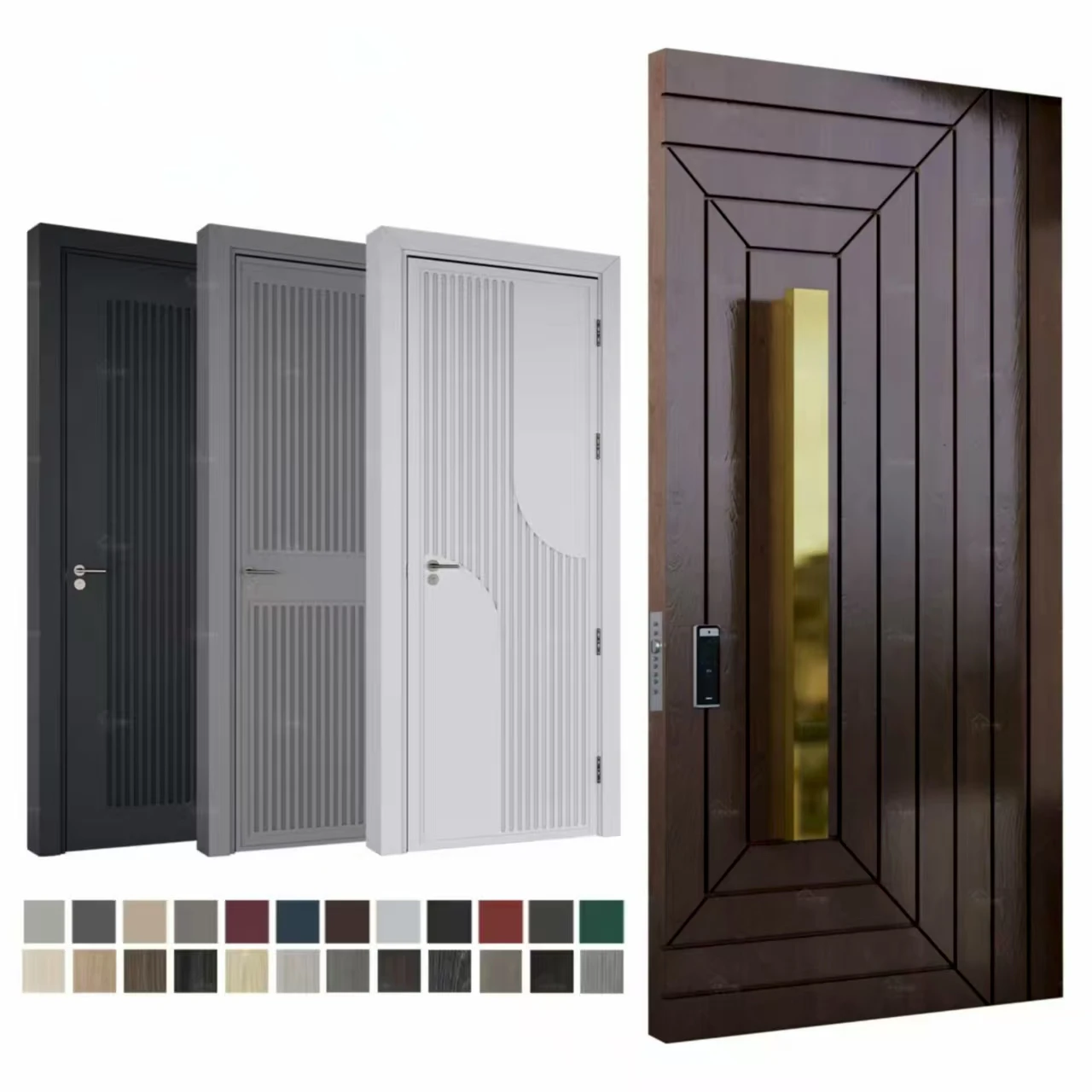 Villa-Eingangstür im Uropan-Stil, moderne intelligente Haupttür vorne mit Diebstahlschutz und langlebigem Design