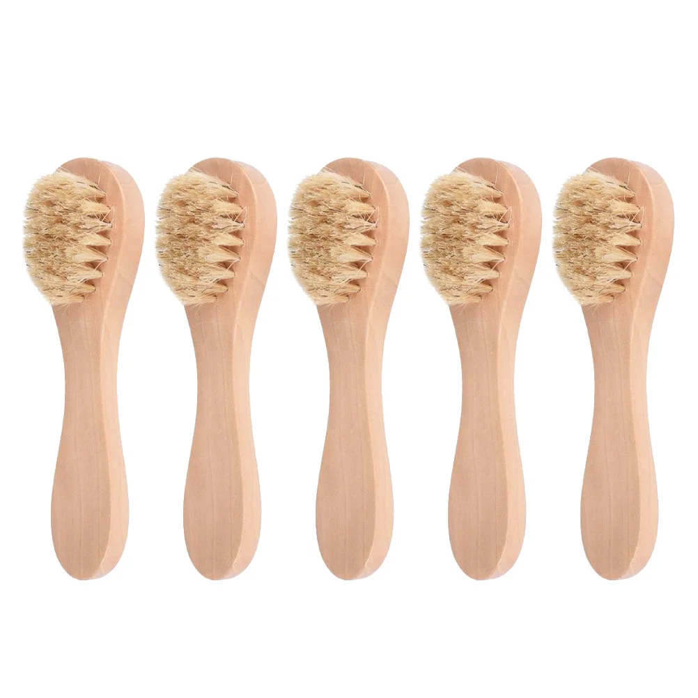 5 stuks gezichtsborstel houten gezicht scrubber diepe reinigingsborstel handmatige huidverzorgingshulpmiddel voor reizen gezicht scrubber huidverzorgingshulpmiddelen