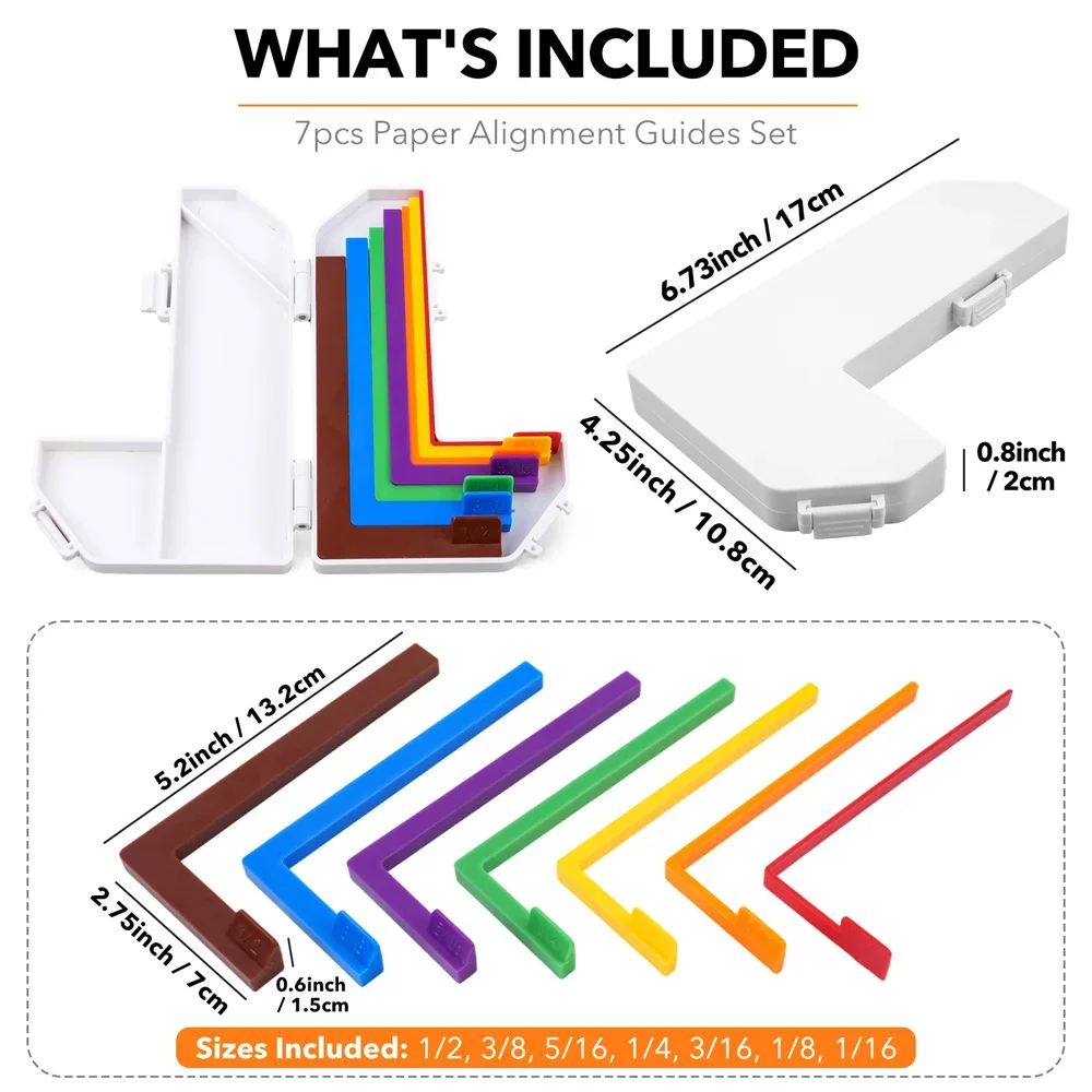 7PCS Paper Crafting Alignment Guides with Case for Card Making Set Precision Layering Matting Spacers Matching Storage Box