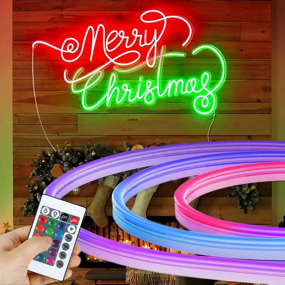 LED Neon Strip Ambient Light USB RGB Remote Control Cuttable DIY Neon Light Color Changing Lamp for Gaming Bedroom TV Wall Decor
