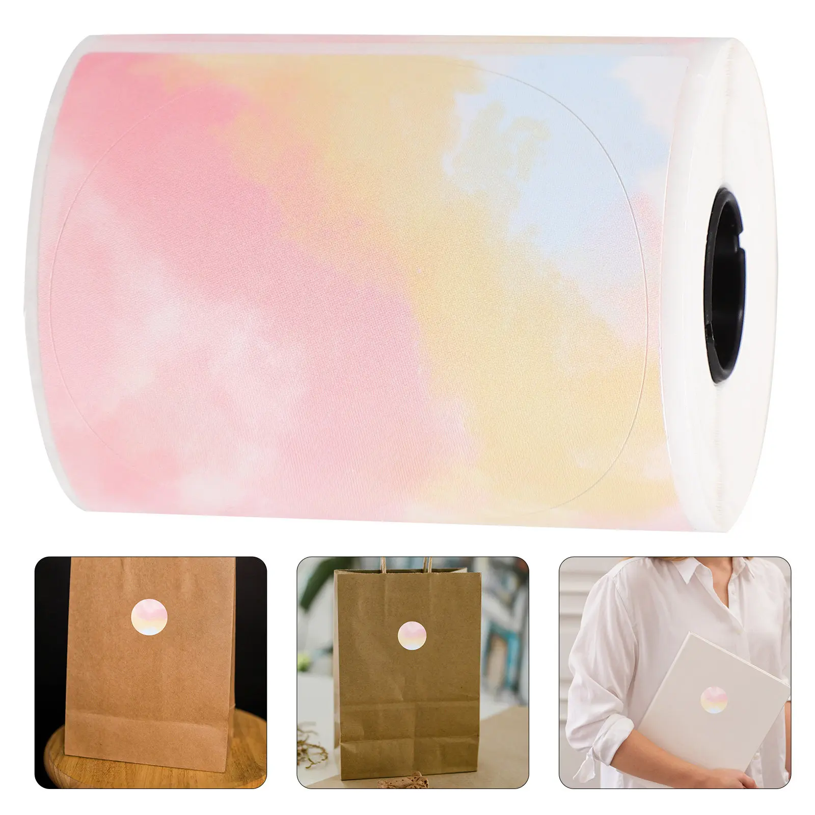 

1 Roll Gradient Color Thermal Labels Matte Finish Peel and Stick for Organizing Inventory Shipping Address Labeling Clear