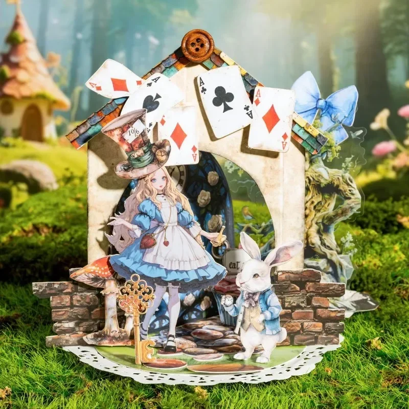 1Pack/2Pack 15Pcs 6 Style Fairy Tale Stickers Borderless Hard Card Adventure Handbook