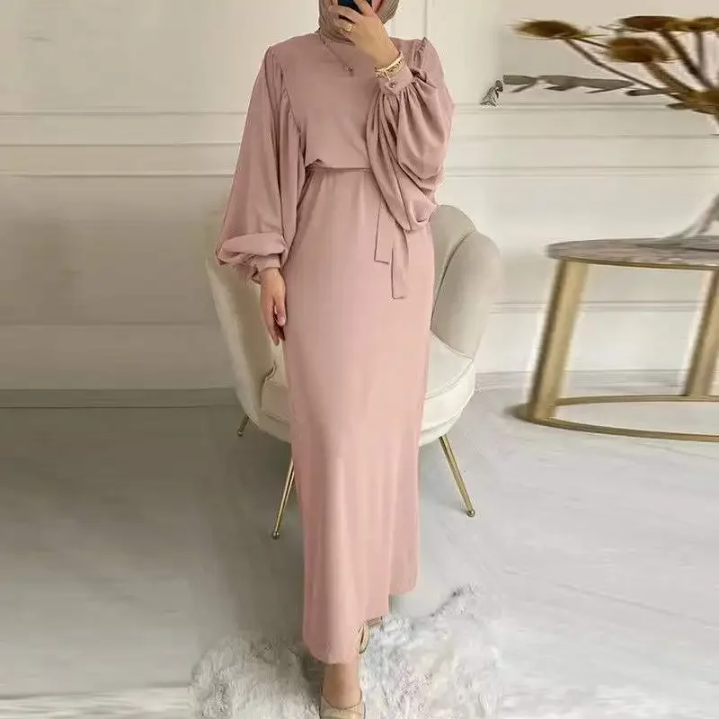 Puff Sleeve Morocco Woman Muslim Dress Abaya Dubai Kaftans for Women Casual Evening Party Dresses Turkey Islam Long Robe Vestido