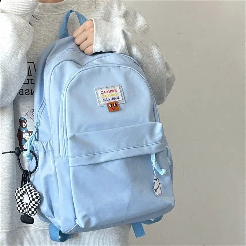 Chic Canvas Backpack Trendy Pastel School Bag Durable Lightweight Travel Daypack Large Capacity Women’s Fashion Accessory Adjust