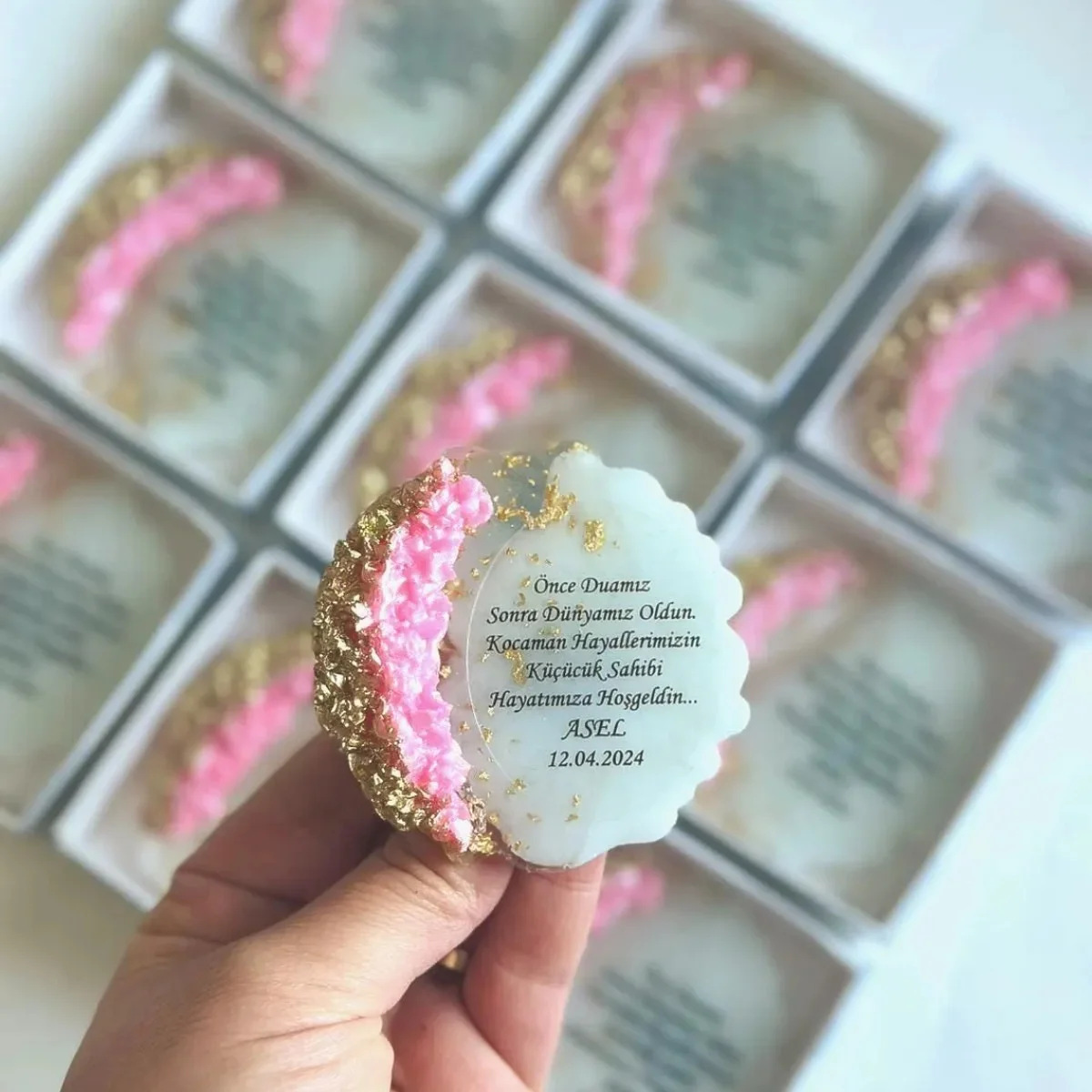 Ayatul Kursi Magnet Favors, Personalized Islamic Wedding Favor, Aqiqah Baby Shower Gift, Gold Epoxy Magnet, Nikah Seker