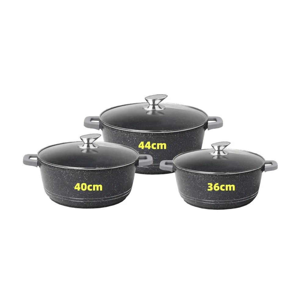 Classic 6-Piece Aluminum Non-Stick Pot Set Glass Covers Oven Safe Die-Casting Construction  Induction Ready Dishwasher Safe