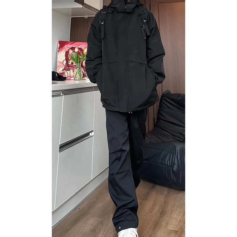 2024 New Men Casual Sets Zipper Patchwork Tracksuits Mens Hip Hop Streetwear Suit Male Jacket And Pants Clothing Sets