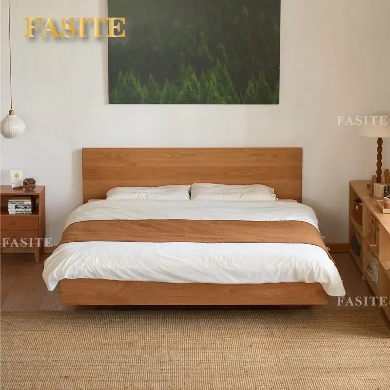 For Nordic Black Walnut Cherry Red Oak All Solid Wood Modern Simple Double Bed Bedroom Furniture Environmental Protection