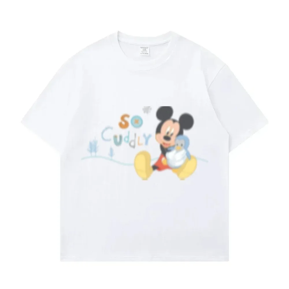 

Disney Summer Parent-child Clothing Explosion Mickey Mouse Bird and Mickey Cartoon Couple Men's and Women's T-shirts
