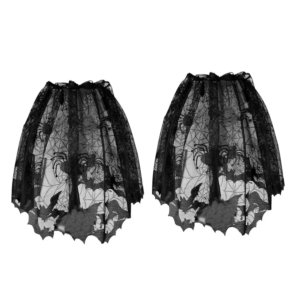 

2pcs Black Lace Lampshade Halloween Decorative Cover Table Lamp Protector Dust-Proof Bedside Shade Party Accessories